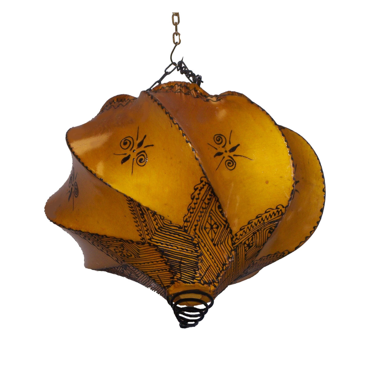 Ceiling Lamp Handmade Leather Henna - Yellow