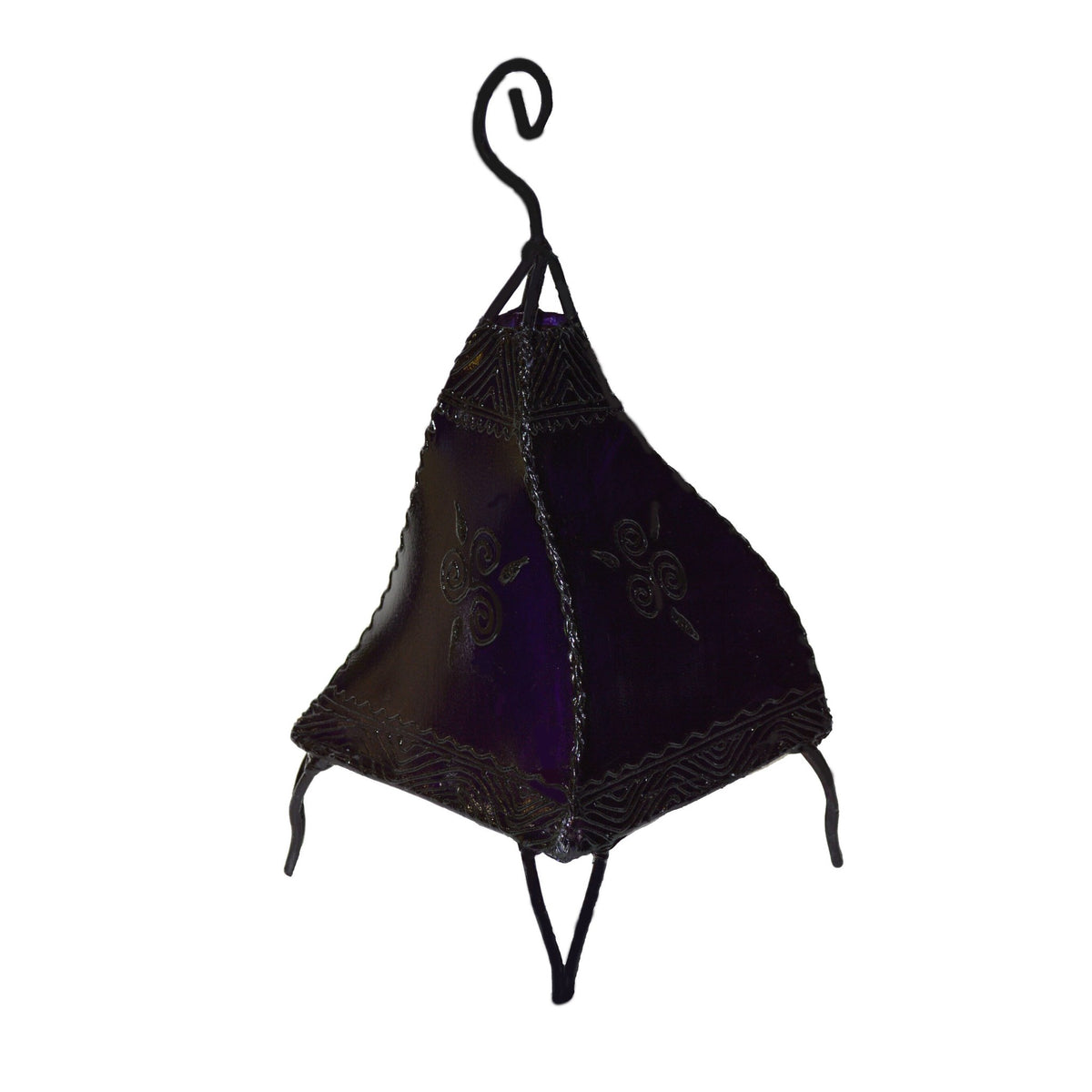 Table Henna Leather Lamp Handmade - Purple