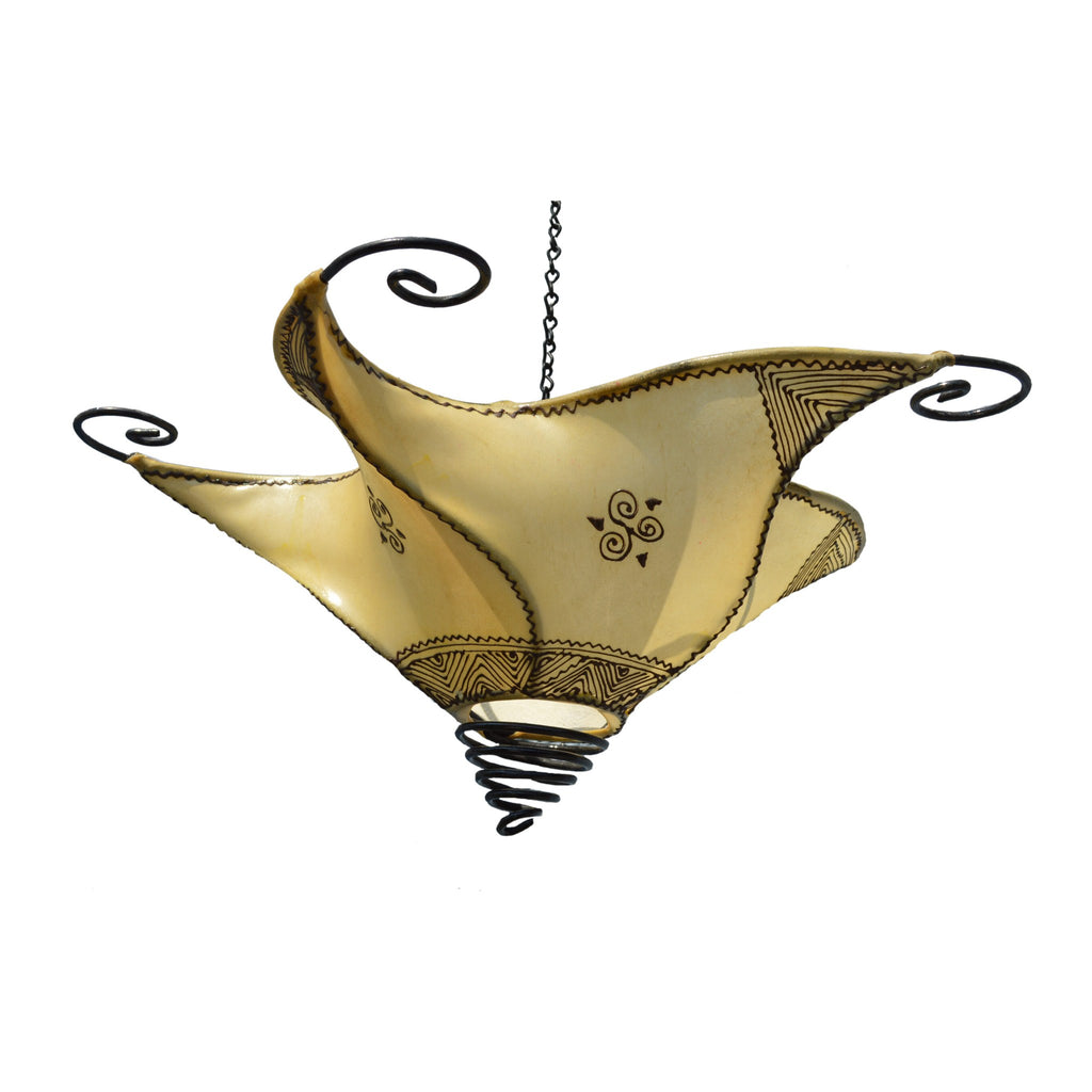 Star Handmade Leather Henna Lamp Ceiling - Beige