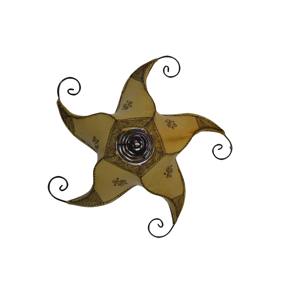 Star Handmade Leather Henna Lamp Ceiling - Beige