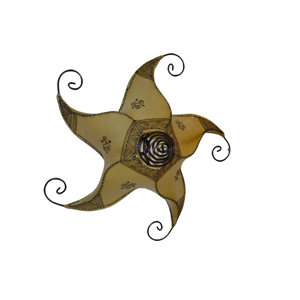 Star Handmade Leather Henna Lamp Ceiling - Beige