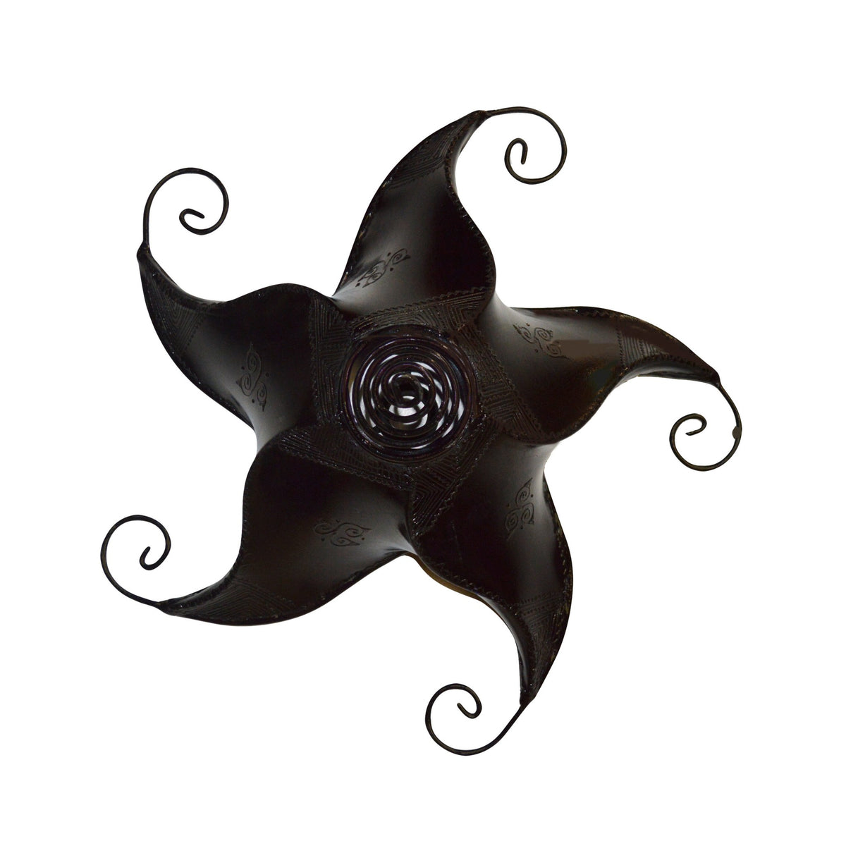 Star Handmade Leather Henna Lamp Ceiling - Purple