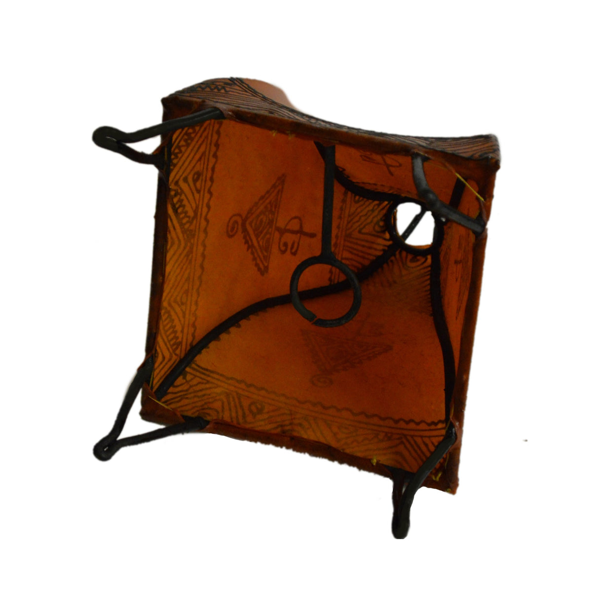 Table Henna Leather Lamp Handmade - Orange