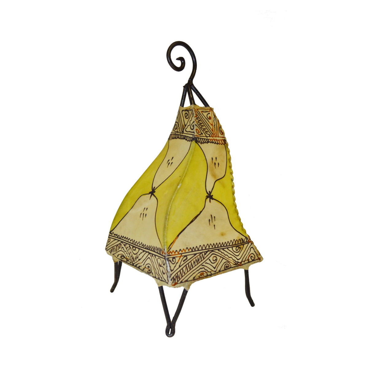 Table Henna Leather Lamp Handmade - Beige&Yellow