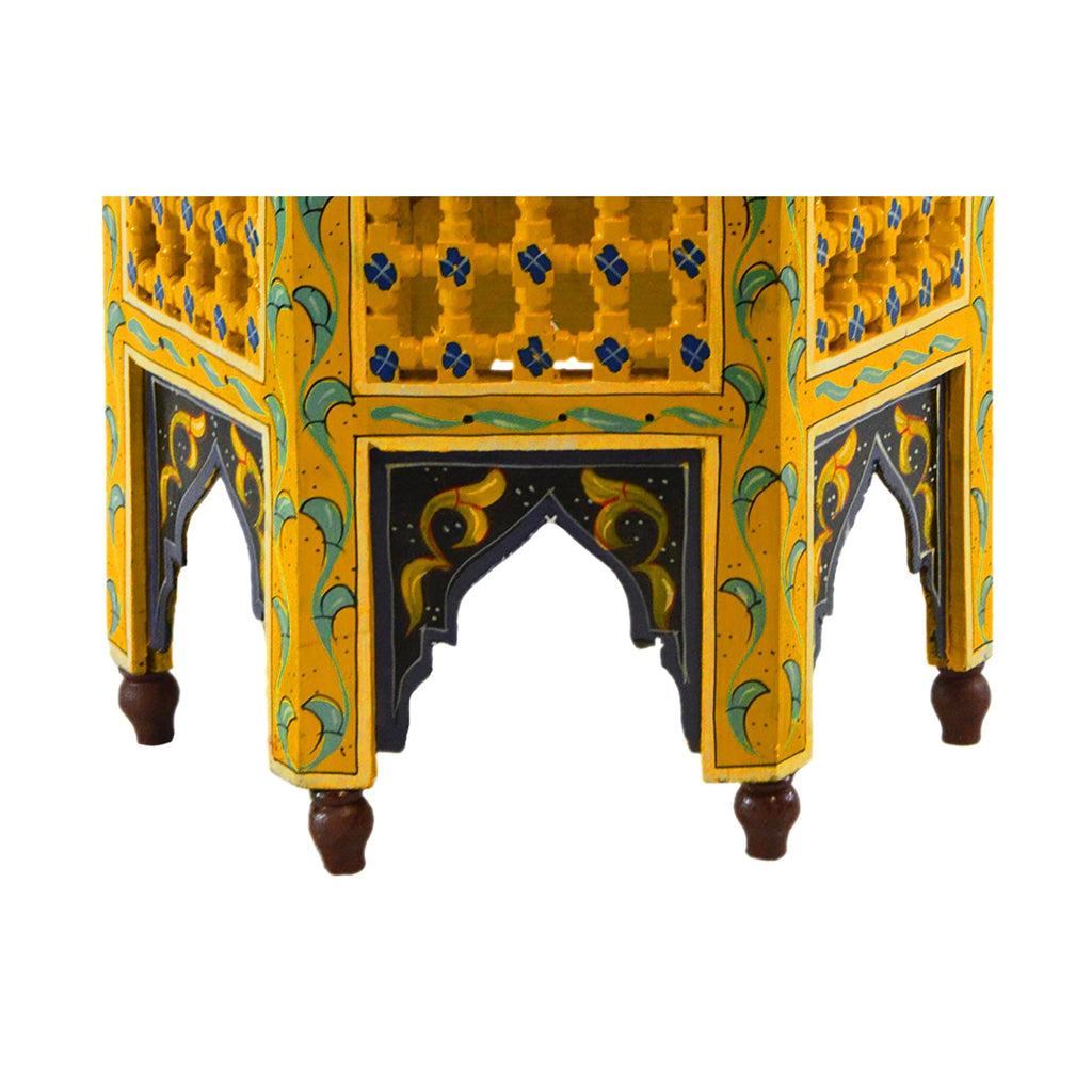 Moucharabi Wood Table Handmade - Yellow