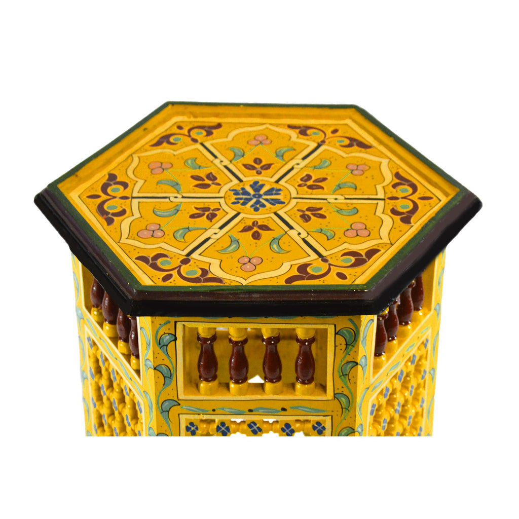 Moucharabi Wood Table Handmade - Yellow
