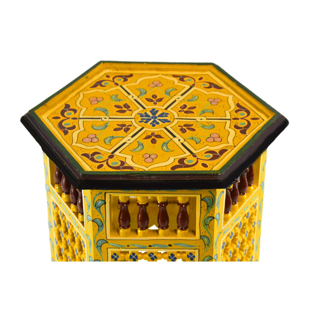 Moucharabi Wood Table Handmade - Yellow