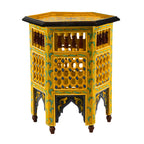 Moucharabi Wood Table Handmade - Yellow
