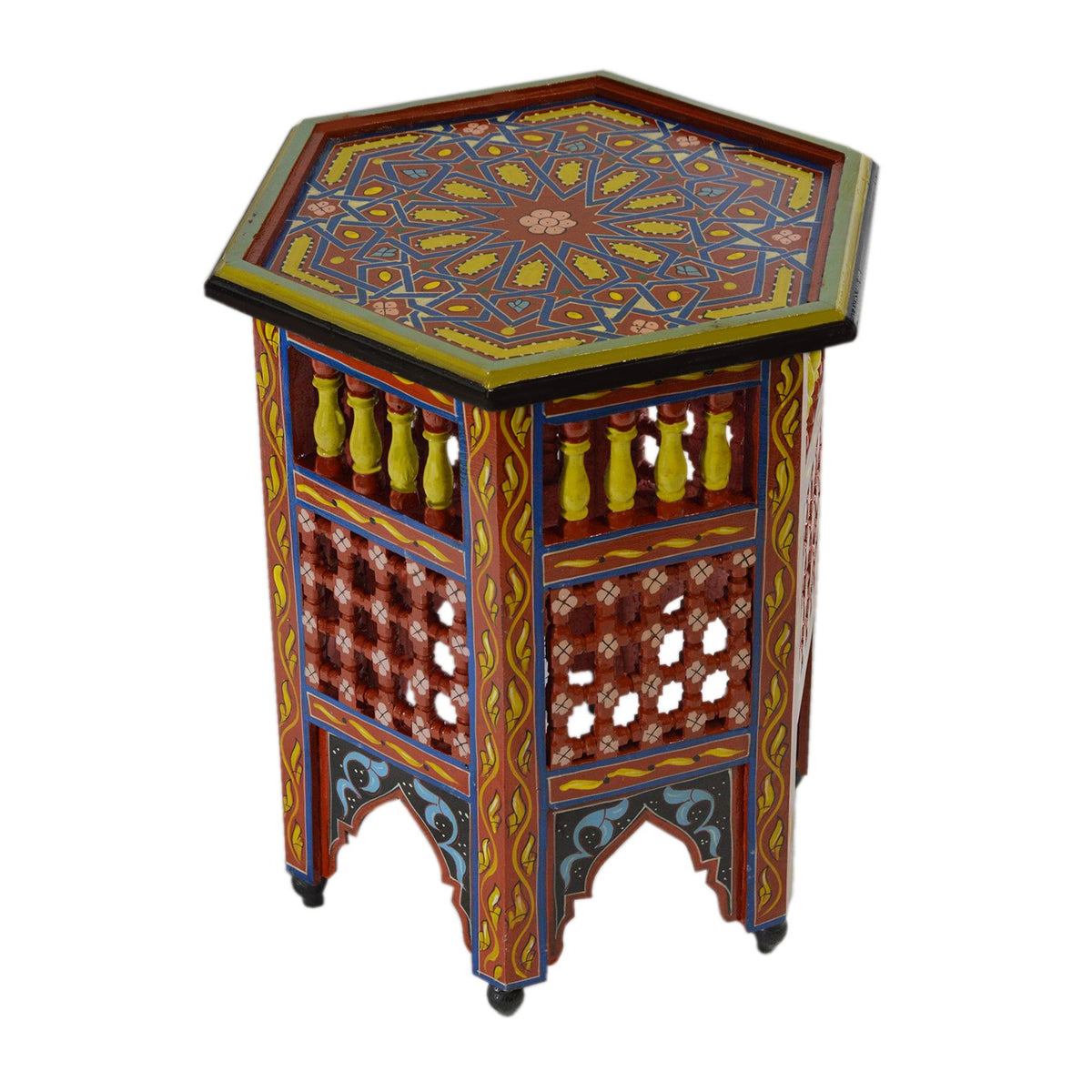 Moucharabi Wood Table Handmade - Red