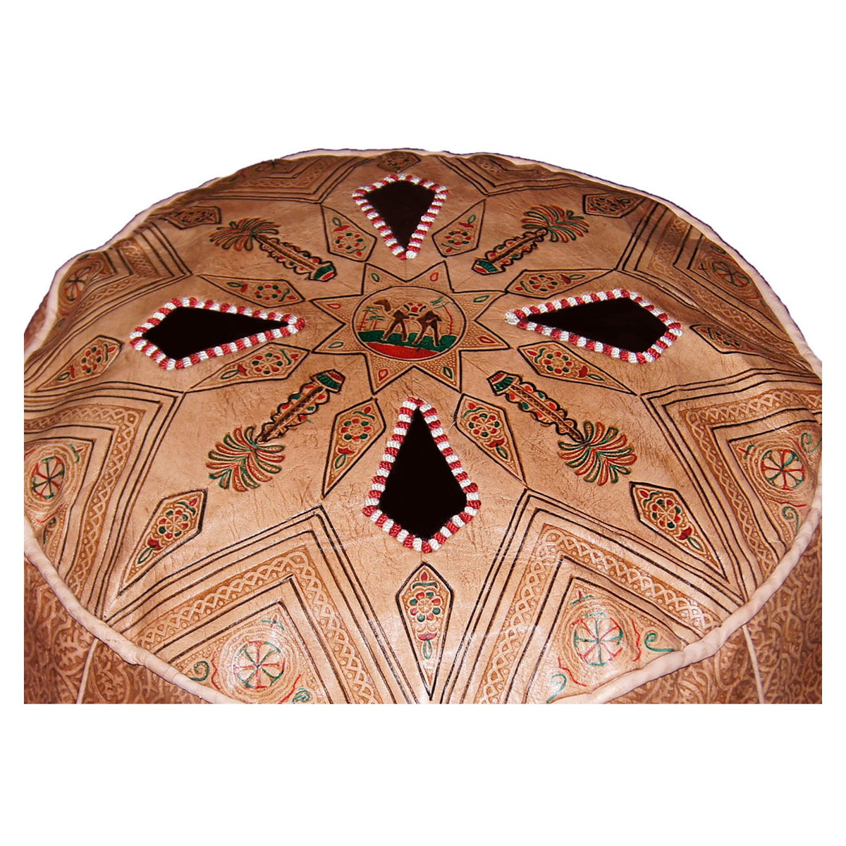 Diamond Black Handmade Leather Pouf Extra Large