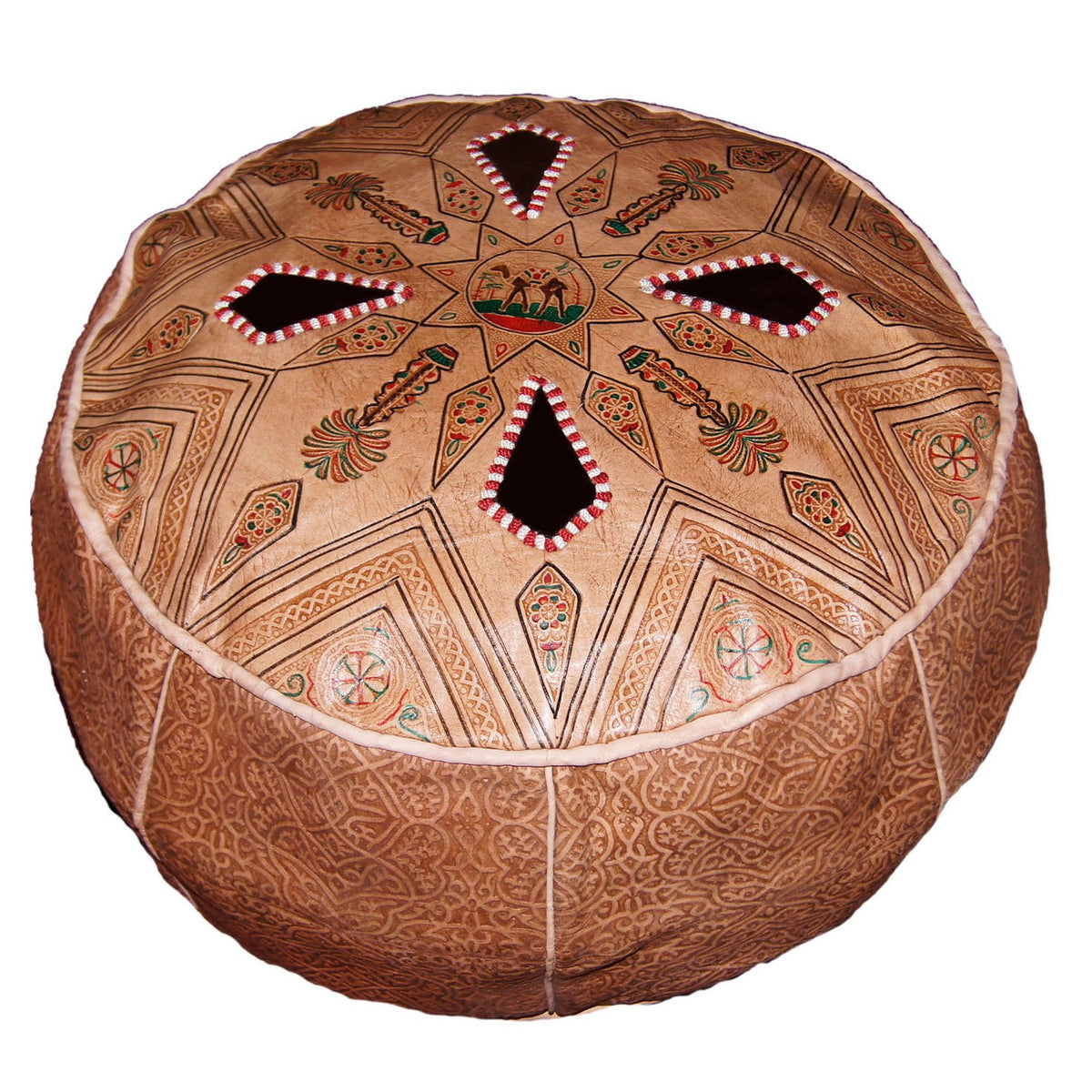 Diamond Black Handmade Leather Pouf Extra Large