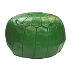 Large Handmade Leather Pouf - Dark Green