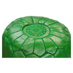 Large Handmade Leather Pouf - Dark Green