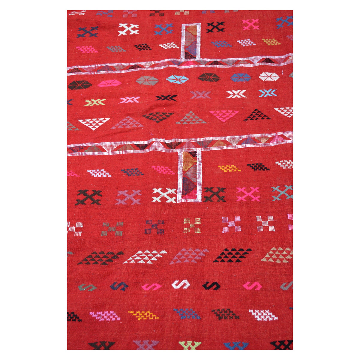 Yasmine Handmade Moroccan Kilim  Rug Red Large
