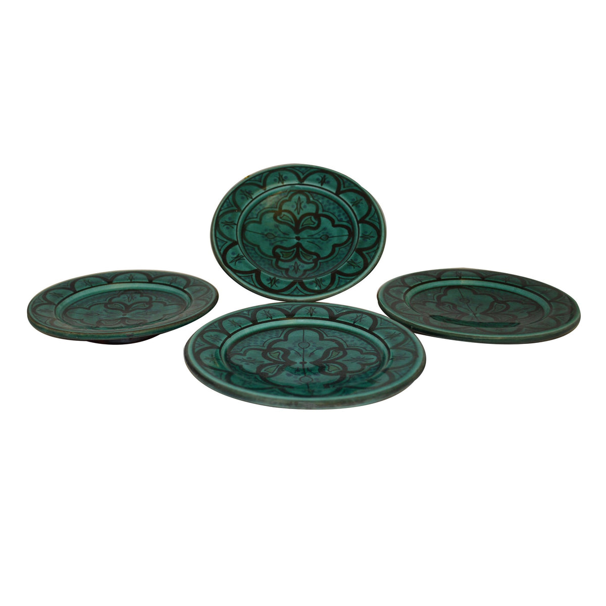Safi Appetizer Serving Set Of Four Plates - Aqua