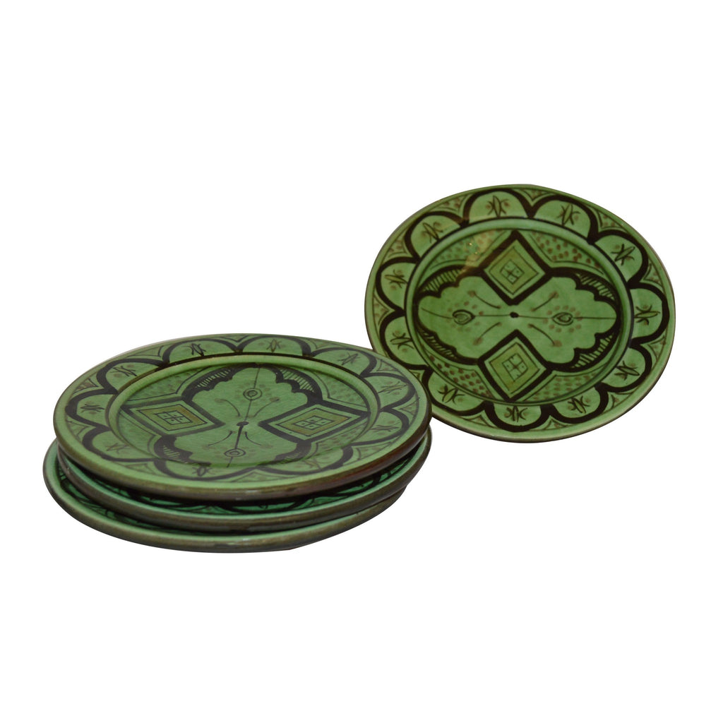 Safi Appetizer Serving Set Of Four Plates - Green