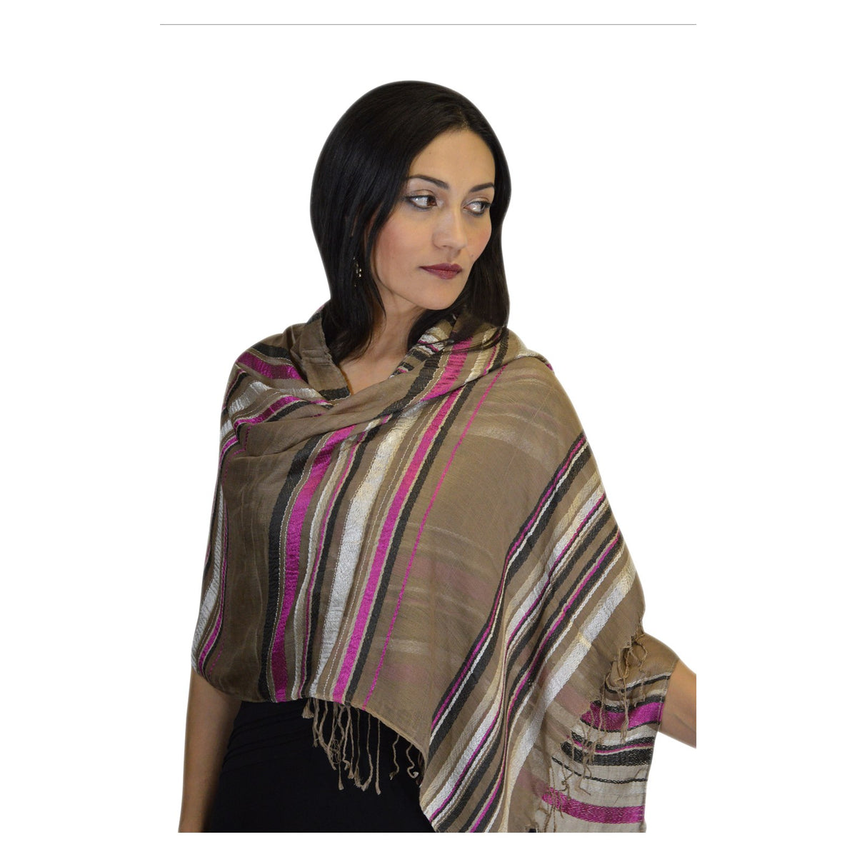 Rahma Shawl Silk Brown