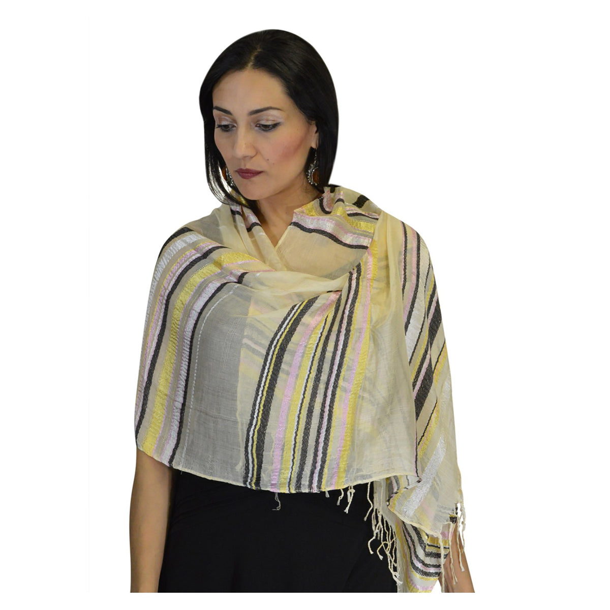 Rahma Shawl Silk Beige