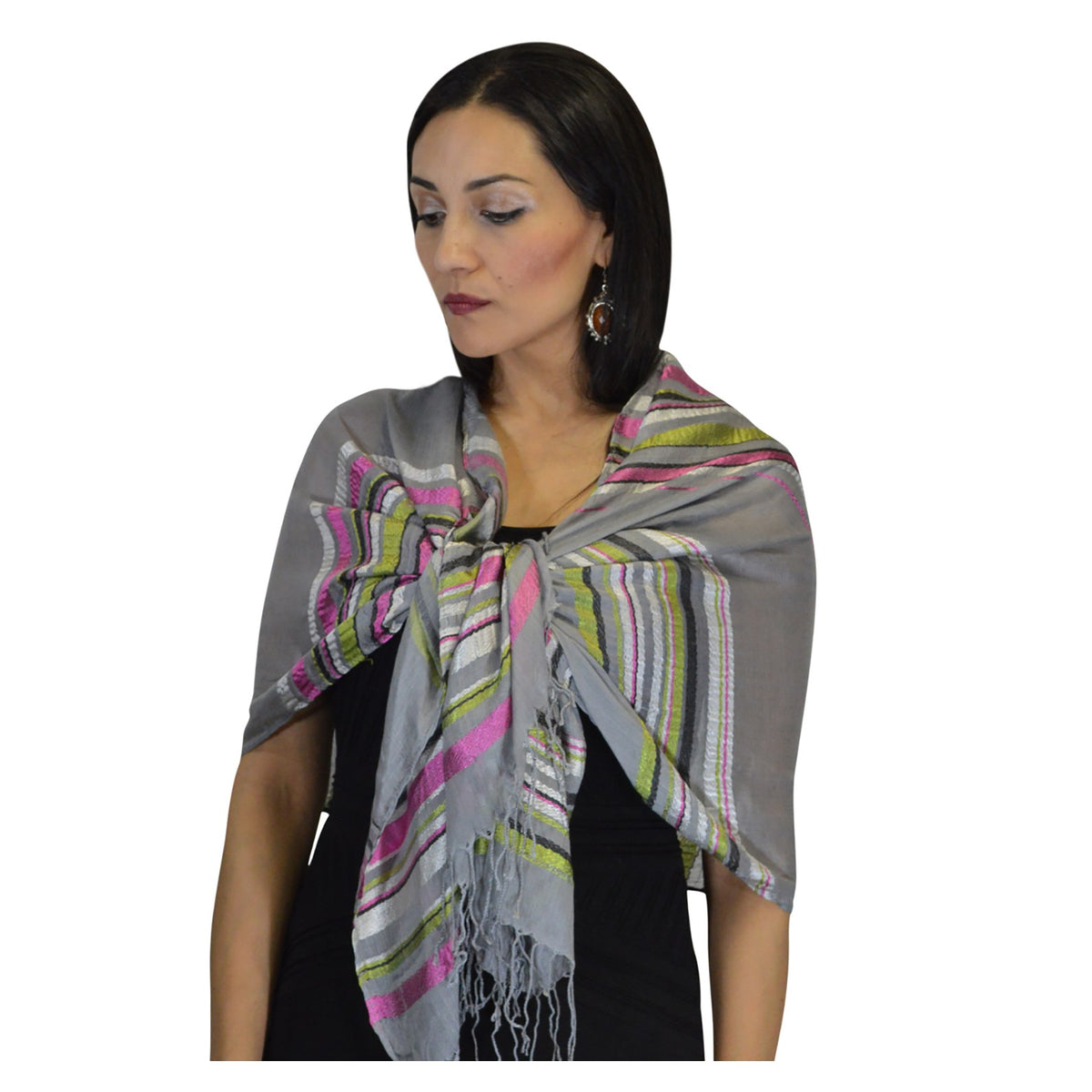 Rahma Shawl Silk Gray