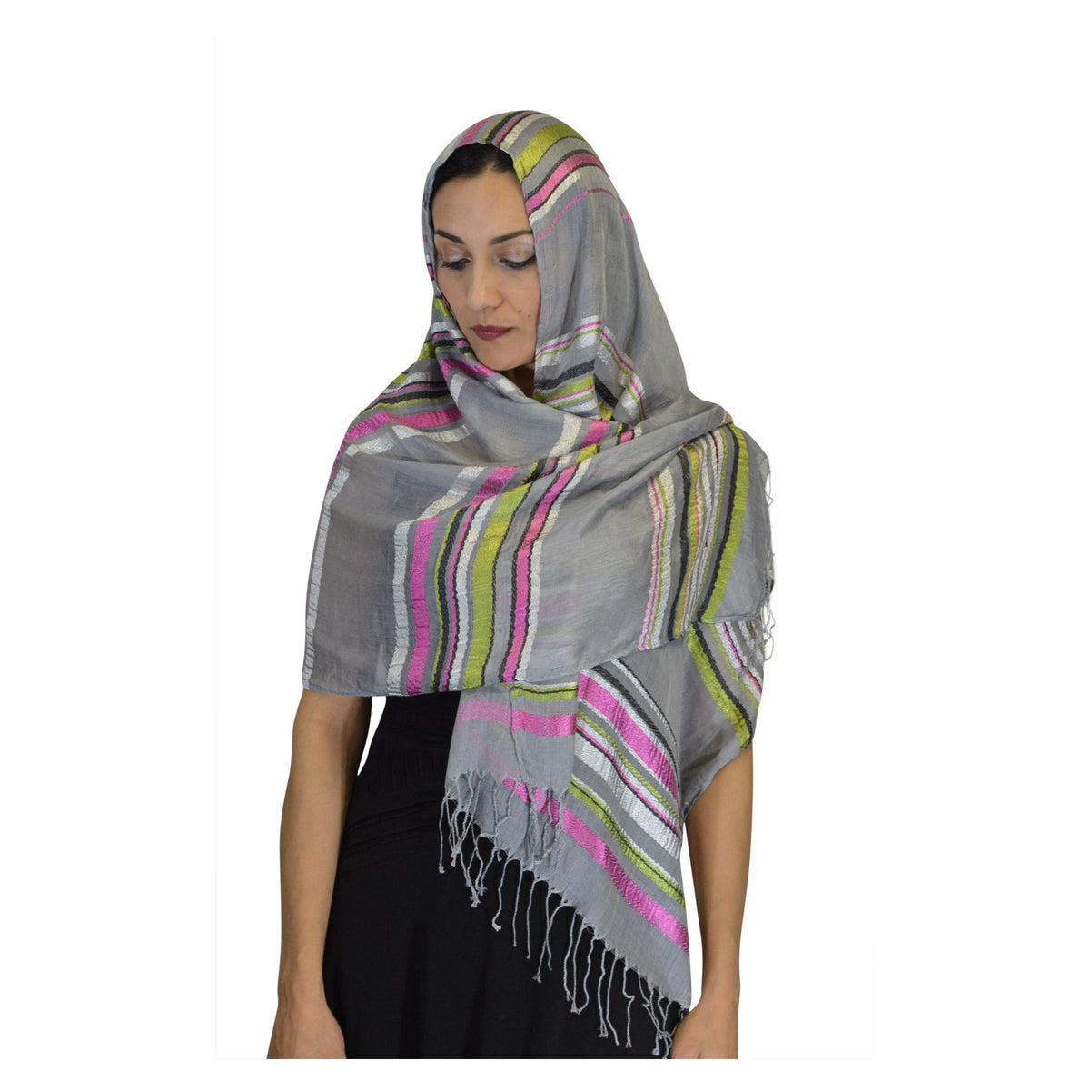Rahma Shawl Silk Gray