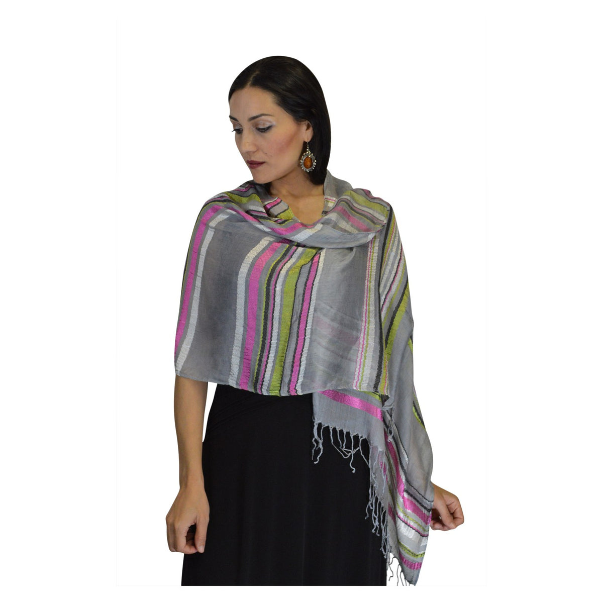 Rahma Shawl Silk Gray