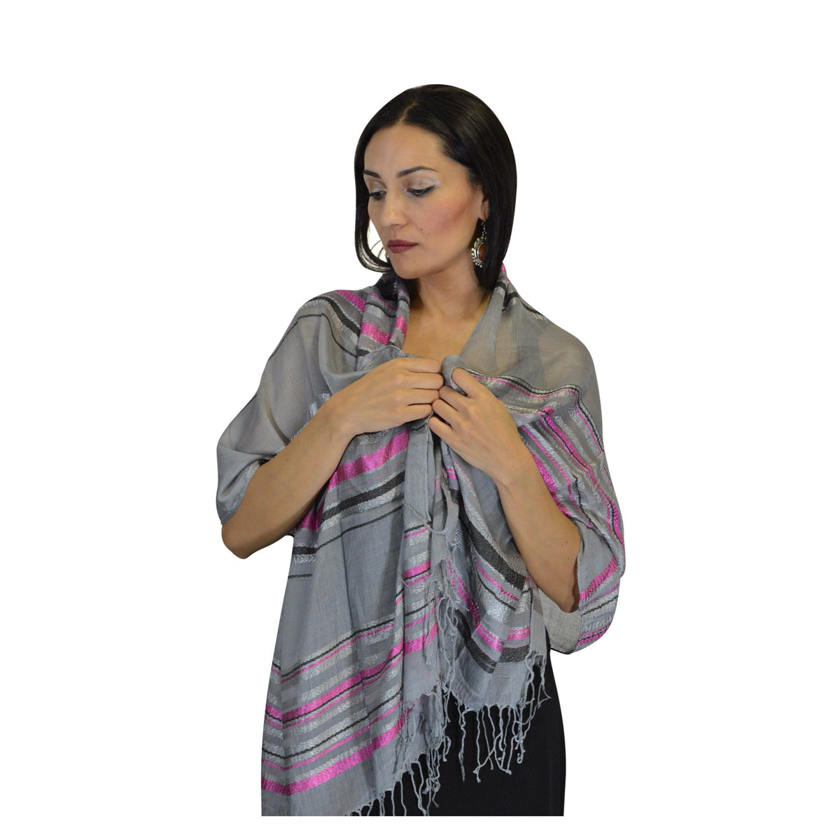 Rahma Shawl Silk Gray