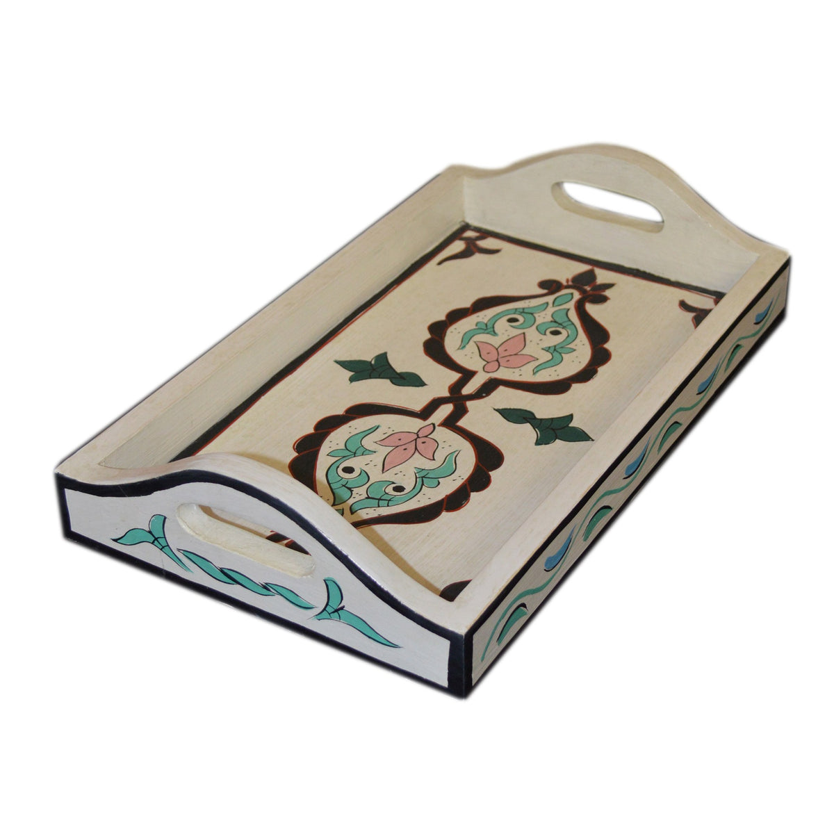 Handmade Moroccan Wood Tray - White