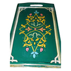 Handmade Moroccan Wood Tray - Green