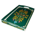 Handmade Moroccan Wood Tray - Green