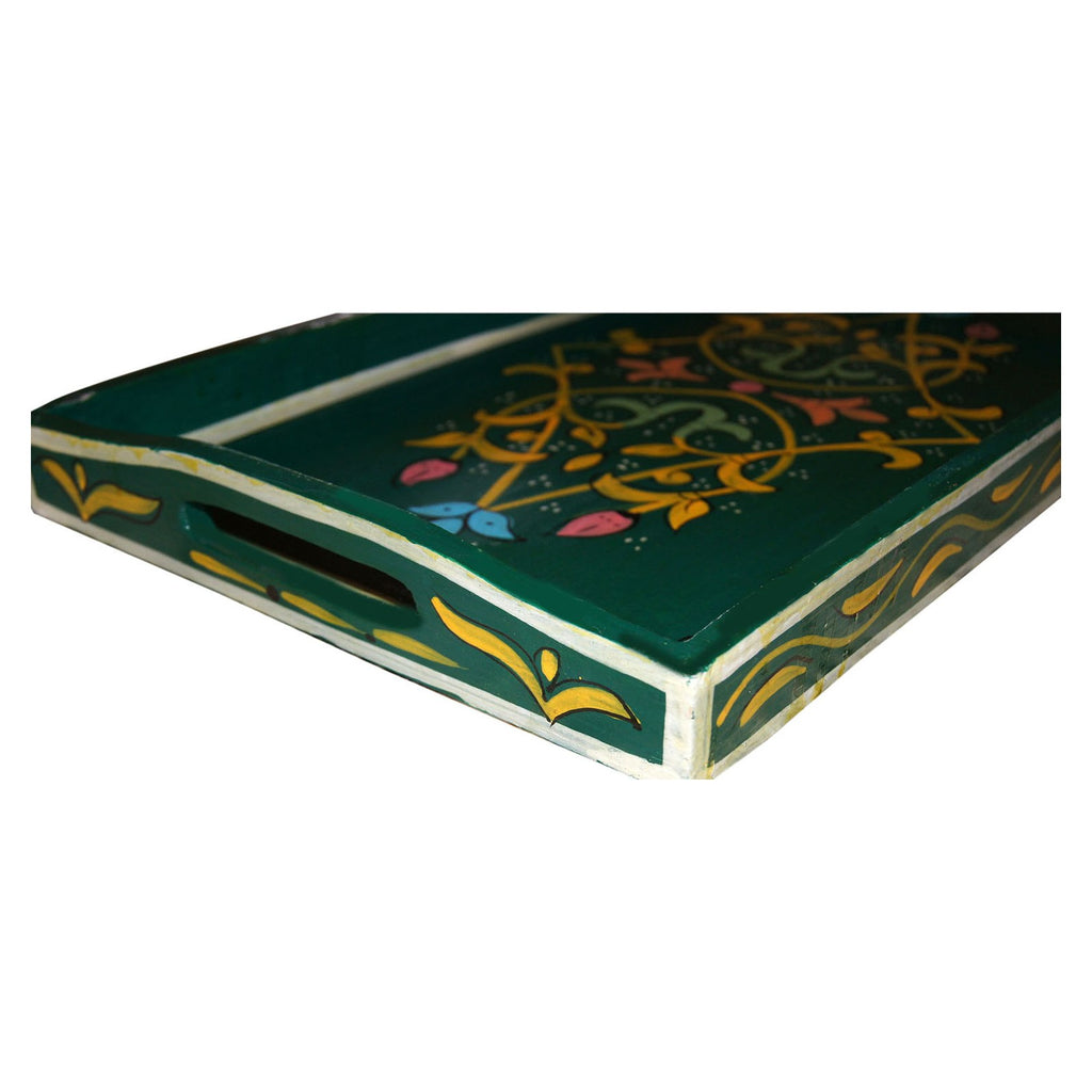 Handmade Moroccan Wood Tray - Green