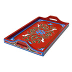 Handmade Moroccan Wood Tray - Red
