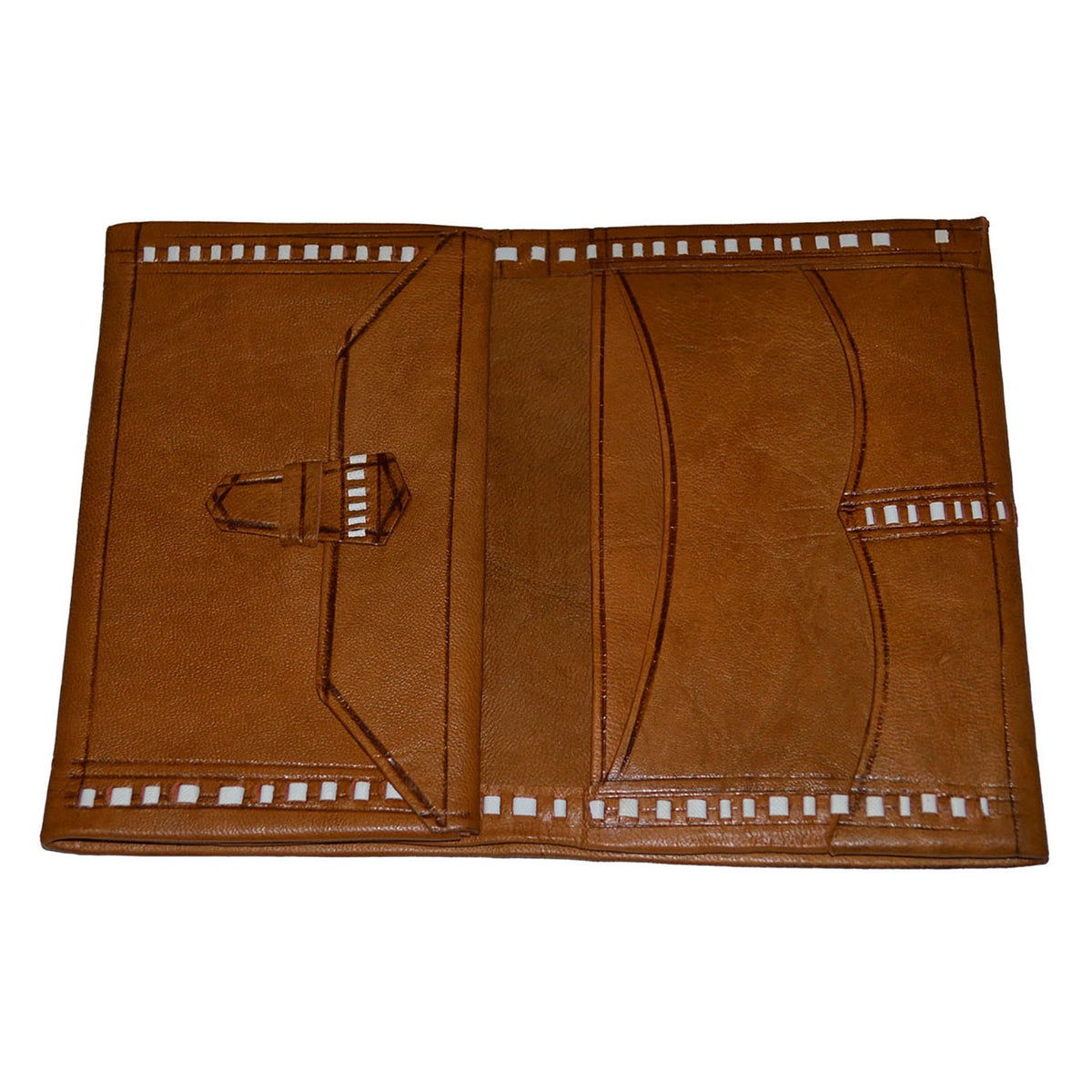 Large Handmade Leather Folding Wallet - Brown