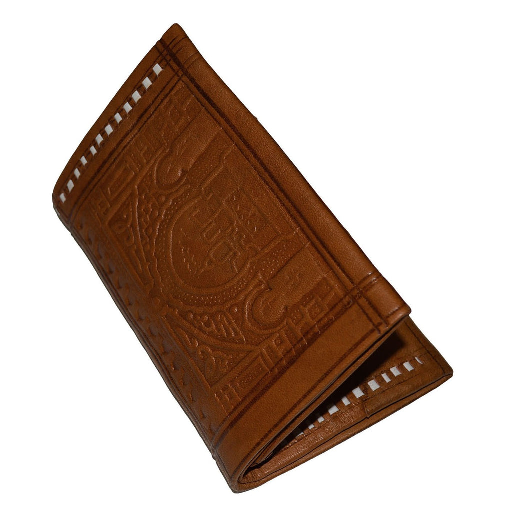 Large Handmade Leather Folding Wallet - Brown