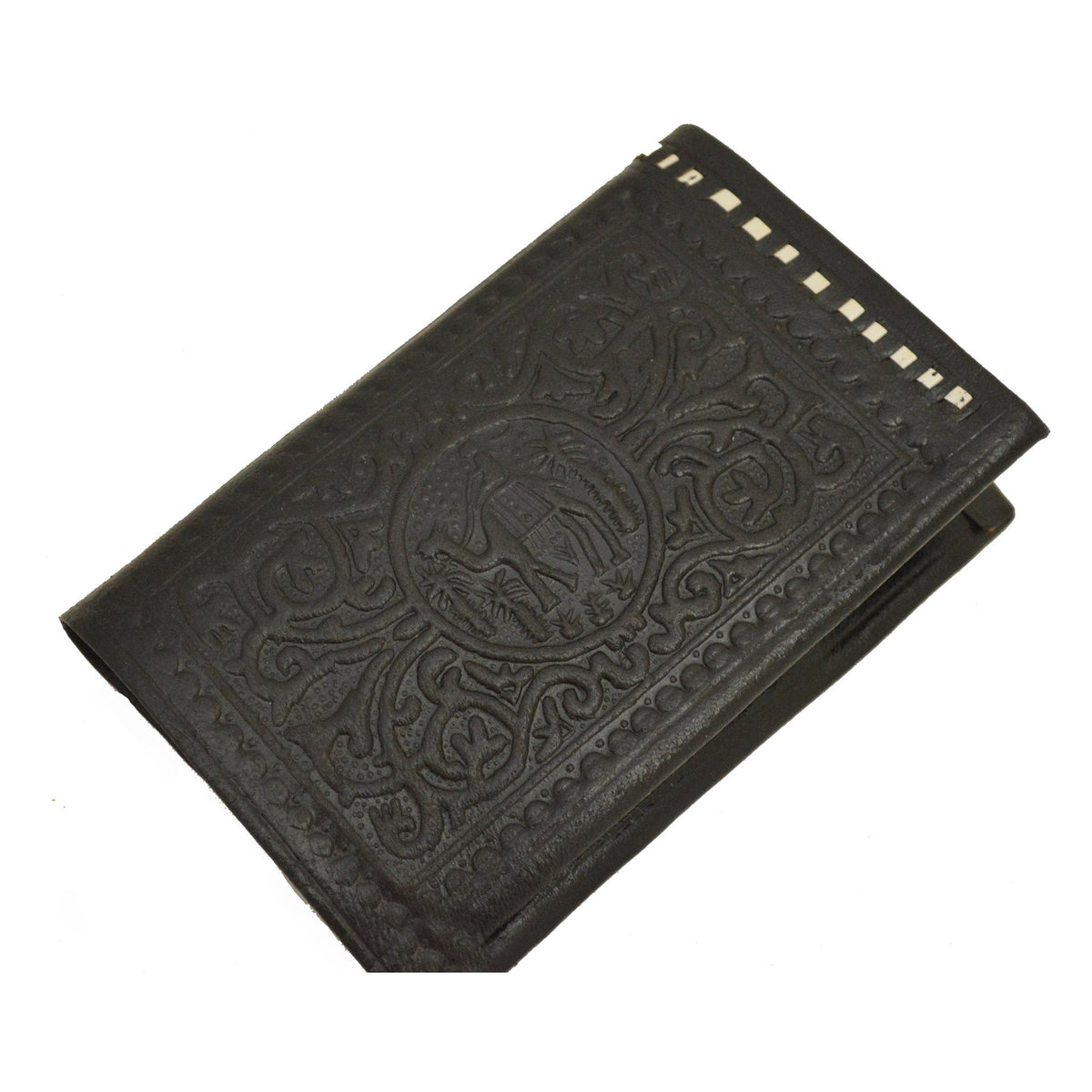 Large Handmade Leather Folding Wallet - Black