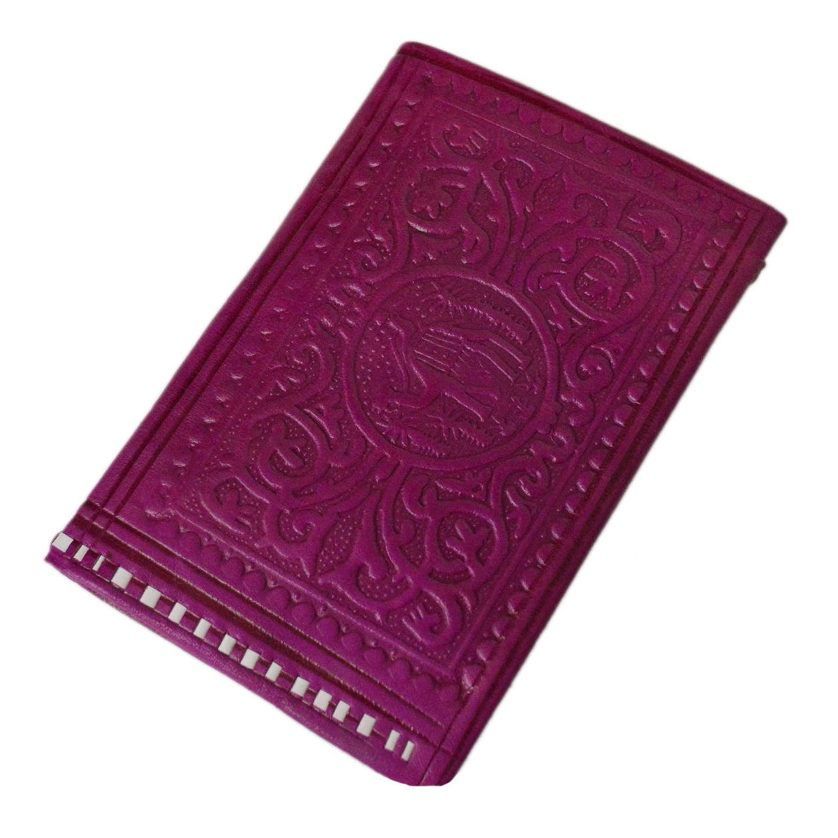 Large Handmade Leather Folding Wallet - Magenta