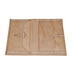 Large Handmade Leather Folding Wallet - Beige