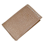 Large Handmade Leather Folding Wallet - Beige