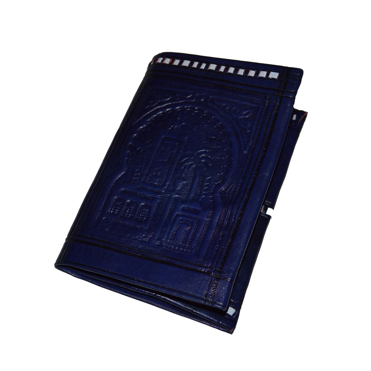 Large Handmade Leather Folding Wallet - Navy