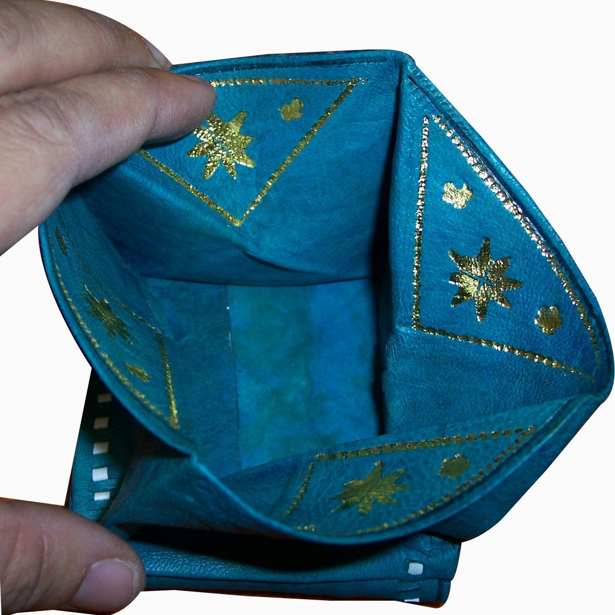 Small Handmade Leather Wallet - Turquoise