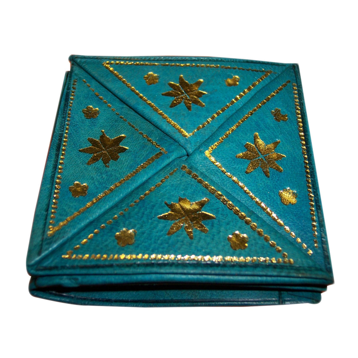 Small Handmade Leather Wallet - Turquoise
