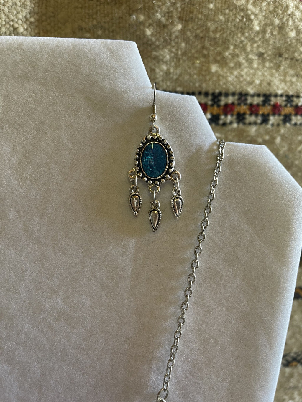 Amal Necklace Earrings Set Blue