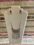 Amal Necklace Earrings Set Red
