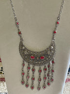 Amal Necklace Earrings Set Red