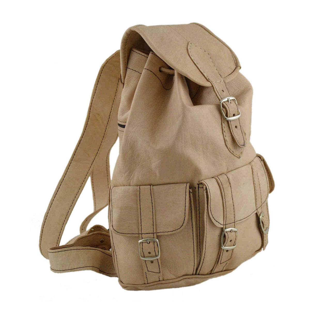 Leather Cross Shoulder Bag - Beige