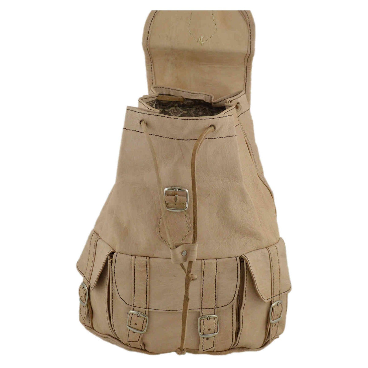 Leather Cross Shoulder Bag - Beige