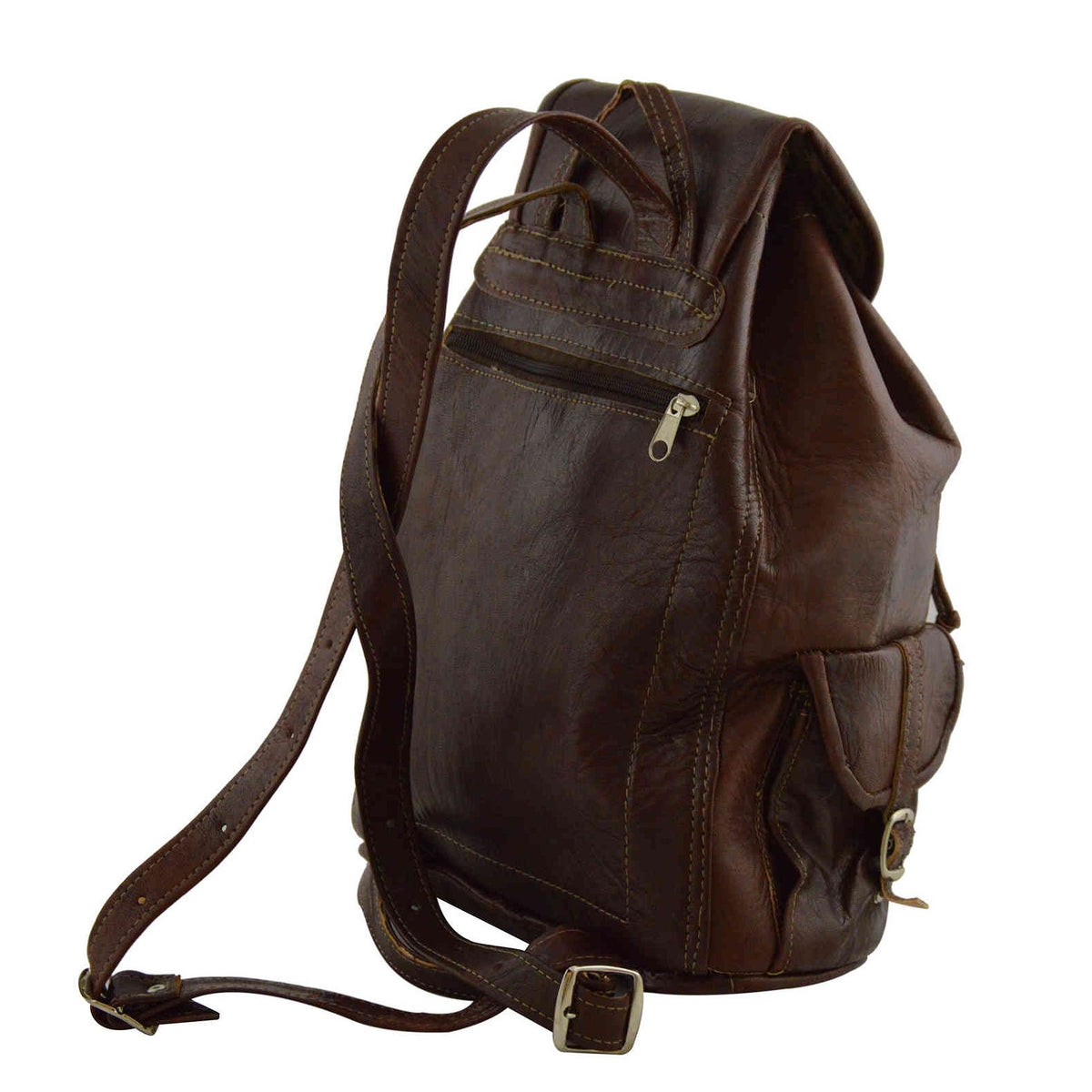 Leather Cross Shoulder Bag - Dark Brown