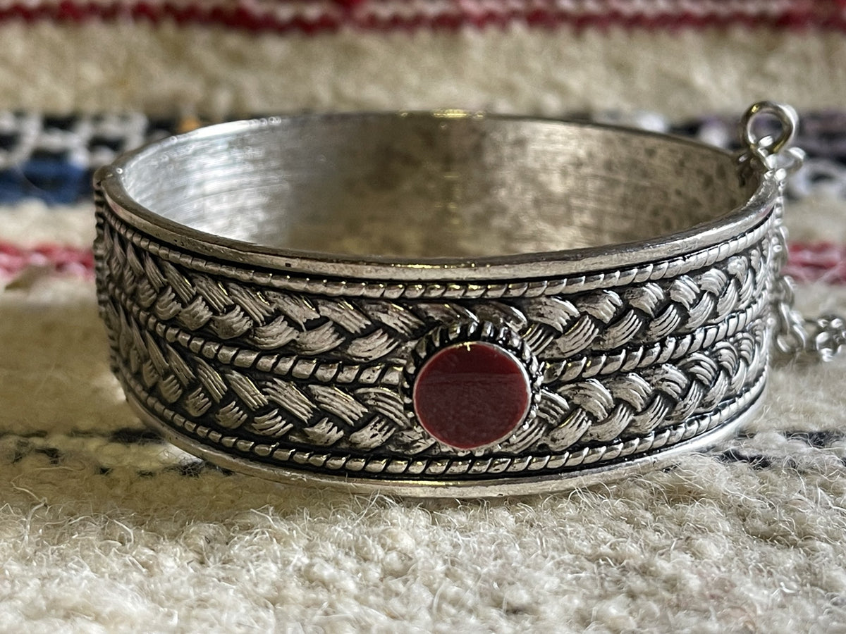 Berber Braided Bangle Red