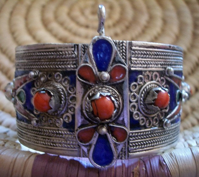 Berber Cuff Bangle Blue Cross