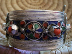 Berber Cuff Bangle Blue Flower Medallion