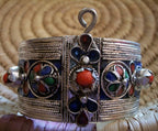 Berber Cuff Bangle Blue Flower Medallion